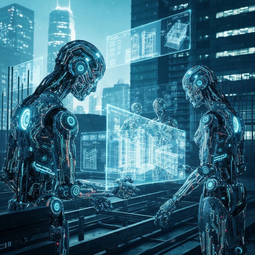 24 Agentes IA Humanoides trabajando en proyectos de construcción